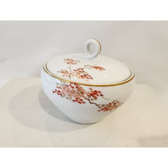 VINTAGE JAPANESE COVERED BOWL FUKAGAWA ARITA PINE CONE #905 COVERED DISH  W LID - Picture 2 of 7